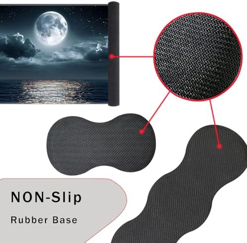 Keyboard Wrist Rest and Mouse Pad with Wrist Support Set Ergonomic Coaster,Memory Foam,Easy Typing Pain Relief,Large XL Desk Mat 31.5"x 11.8",Moon Ocean - Image 3