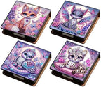 Diamond Art Painting Note Box, 4pcs Purple Animals PU Gem Art Storage Container with 640 Sheets, Relaxing DIY Craft Kit for Home Office Organization Birthday Anniversary by Unknown