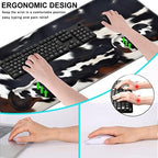Keyboard Wrist Rest and Mouse Pad with Wrist Support Set Ergonomic Coaster,Memory Foam,Easy Typing Pain Relief,Large XL Desk Mat 31.5"x 11.8",Cute Cowhide Brown Black Cow - Image 6