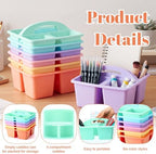 Lineshading 6 Pack 3 Compartment Classroom Table Caddy with Handle Pastel - Image 3