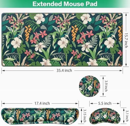 Desk Mat Floral, Large Gaming Mouse Pad with Wrist Rest, 4in1 XXL - Image 6