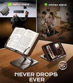 LOXP Book Stand for Reading, 360° Rotating Holder with Page Clip, Ergonomic - Image 4