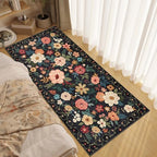 DUKINO 3x6 Runner Rug, Non Slip Floral Washable Rug for Kitchen, Black - Image 3