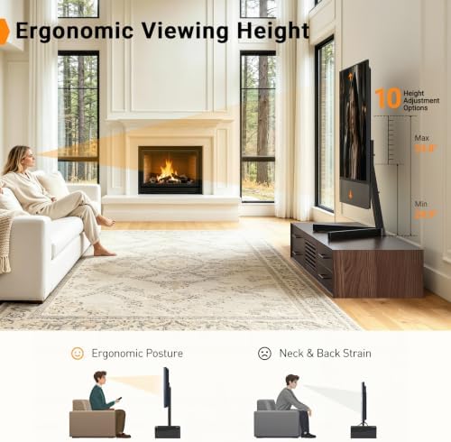 Perlegear Swivel TV Stand with Power Outlet for 42–90" TVs up to 132 lbs - Image 7
