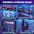 Aheaplus 59" L Shaped Desk Gaming Desk with LED Light & Power Outlet - Image 3