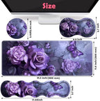 Large XXL Gaming Desk Mat 31.5"x 11.8", Ergonomic Keyboard Wrist Rest & Mouse Pad Wrist Rest + Coaster Set, Non-Slip Base, Memory Foam, Office and Home, Purple Rose - Image 6
