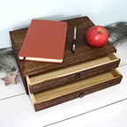 2-Drawer Wooden Desk Organizer Wood Desktop Storage Cabinet A4 File Cabinet Tabletop Storage Box Desk Drawer Organizer Paper Holder Carbonization for Home Office Workspace - Image 3