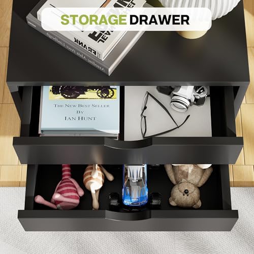 5-Drawer Chest, Office Storage Dresser File Cabinet with Wheels, Mobile Dresser for Home Office, Black - Image 5