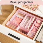 Vtopmart 44 PCS Plastic Drawer Organizers Set, Vanity Organizer Trays, Pink - Image 4