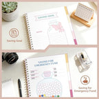 Ospelelf Budget Planner Undated, Money Expense Tracker with Pocket & Stickers, Thick Cardboard Cover, Large Pages for Spacious Writing, Original Fun Colorful Design, 12 Month Financial Notebook Beige - Image 5