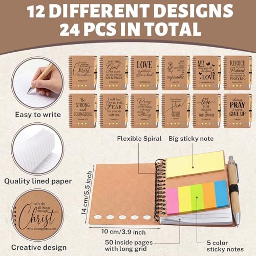 Sprial Notebooks with Pens Bulk, 48 Pack, 5.5 x 4.7 Inch Religious - Image 3