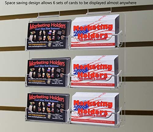 Marketing Holders 2 Pack Slatwall Business Card Holder 6 Pocket Organizer for Displaying 3.5" x 2" Contact Cards at Trade Shows and Expos Clear Acrylic Space Saving Rack - Image 3