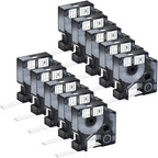 10 Pack Compatible for Dymo Rhino 18053 A18053 9mm 3/8 inch Black on White Industrial Heat Shrink Tubes for Rhino 1000 3000 4200 5000 5200 6000 3M Label Maker Refills by KCMYTONER