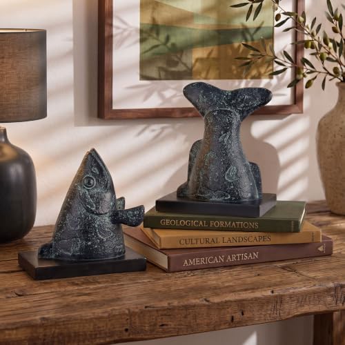 Fish Bookends for Shelves, Decorative Resin Fish Book Ends with Hand-Painted Finish, Heavy Duty Non-Slip Bookends for Bookshelves, Desk Decor for Home Office (Black) - Image 2