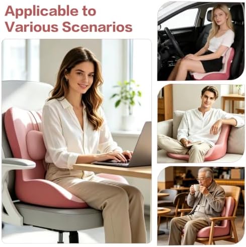Office Chair Cushion with Adjustable Lumbar Support Pillow, Ergonomic Memory Foam Seat Cushion for Desk Chair, Tailbone Pressure Relief Cushion with Back Support Pillow for Car Seat - Image 5