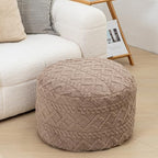 Round Ottoman Foot Stool for Living Room Pouf Footrest,Light Coffee 20x12In - Image 3