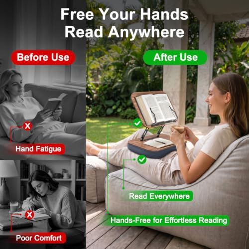 Lap Bean Bag Book Holders for Reading Hands Free, Adjustable Book Stand - Image 2