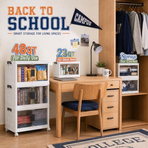 OlarHike 23QT Storage Bins with Lids for Closet, Office, Dorm, 3 Pack - Image 3