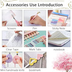 Office Supplies,Desk Accessories,Stapler and Tape Dispenser Set,1000 Staples,Staple Remover,Pen Holder,Folding Phone Holder,Journal Notebook,Ballpoint Pen,Scissor,Ruler,Clear Tape,Sticky Notes,Ect - Image 4