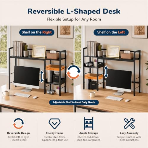 Desk Shelf, 38.6" Desk Hutch for Computer Monitor, Black - Image 3