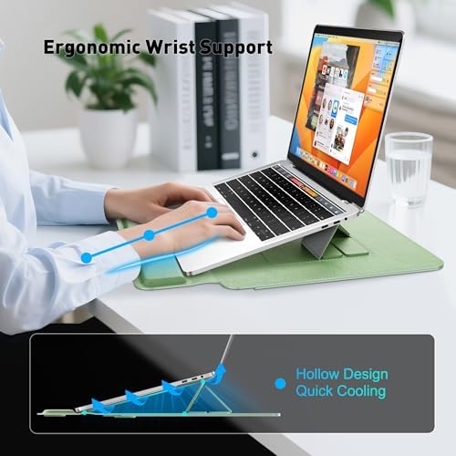AboveTEK Laptop Bag Sleeve for MacBook Computer Expandable Storage, Two Adjustable Angles, Ultra-Slim Stylish, Fits 13"-14" Laptops - Blue - Image 4