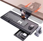 Klearlook Upgraded Ergonomic Keyboard Tray Under Desk, Adjustable Sliding Keyboard Platform Holder, Keyboard Stand with Wrist Rest & Storage Drawer for Home, Office and Gaming, 24.4"x10" by KlearlookMaximizedClarity