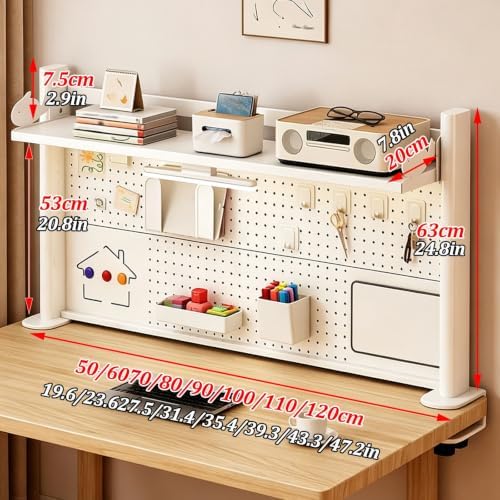 Metal Desktop Bookshelf with Pegboard, Clamp on Desk Organizer Shelf, Multi-Tier Desktop Hutch for Dorm Room, Countertop Storage Display Rack, Desktop Bookcase for Study Offices - Image 2