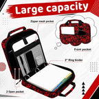 Zipper Binder Folder Keeper with Strap 2", 3 Ring, Red, Lightning - Image 3