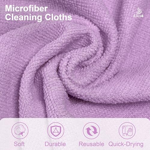 LIVOS Microfiber Cleaning Cloth Roll - 80 Pack, Reusable Paper Towels Purple Tear Away Towels, Microfiber Towels for Cars, Super Absorbent Lint Free Cleaning Rags for House,Kitchen,Window-11.5"x11.5" - Image 3
