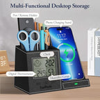 Pen Holder with Wireless Charger, Led Screen Desk Caddy with Digital Clock - Image 3