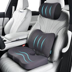 FLORICH 3 PCS Seat Cushion for Carseat Lumbar Support Pillow Car Neck Headrest Pillows Memory Foam Gel Memory Foam Massage Point Seat Pads Pressure Relief Back Cushion for Office Chair(Grey) by FLORICH