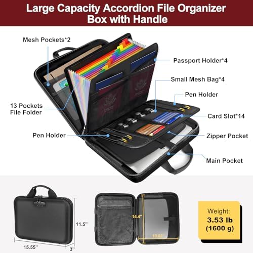 Fireproof Document Organizer with Lock for Important Documents, File - Image 3
