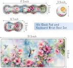TGFEWYTJYJ Extended Gaming Mouse Pad,Memory Foam Ergonomic Keyboard Mouse Wrist Rest Support Set,Large Desk Mat with Stitched Edges,Non-Slip Base Mousepad Home Office,Flower Hummingbird - Image 2