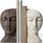 Heavy Duty Bookends for Heavy Books, Book Ends for Shelves, Unique Decorative Book Ends, Aesthetic Bookshelf Decor, Modern Home Decor Sculptural Book Holder/Book Stoppers, The Tranquil Faces by Unknown