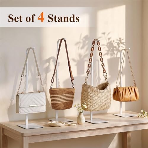 niffgaff 4 Pack Adjustable Purse Holder: Handbag Display Stand, Hanger Rack for Bags, Purses and Wreaths, Tabletop Closet Desk Retail Vendor Display Stand, White - Image 4