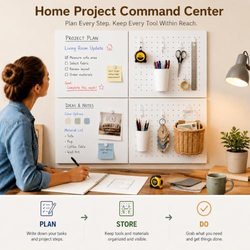 Maxtek Pegboard and Whiteboard Wall Organizer 24 x 24in Panels - Image 3