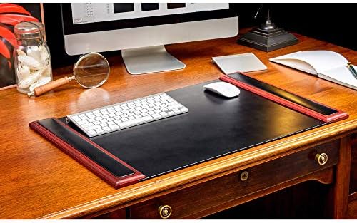Dacasso Rosewood and Leather Desk Pad with Side-Rails, 25.5 by 17.25 Inch (P8002) - Image 2
