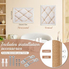 Pinkunn 13" x 17" Linen Fabric Bulletin Board with Ribbon Wall Decor, White - Image 2