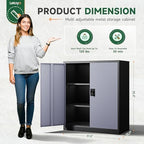 Letaya Metal Storage Cabinets with Lock Door,2 Adjustable Shelves Organizer Steel Storage Cabinets for Home,Office,Warehouse,Garage,Employee Lockers(Black Gray) - Image 3