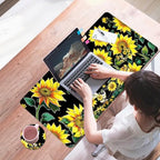Mouse Pad,Large Desk Mat Set, 4in1 XL Mousepad + Keyboard Wrist Rest+Mouse Wrist Rest+Coaster with Ergonomic Desk Pad for Home Office Table Computer Cover -Elephant with Sunflowers - Image 7