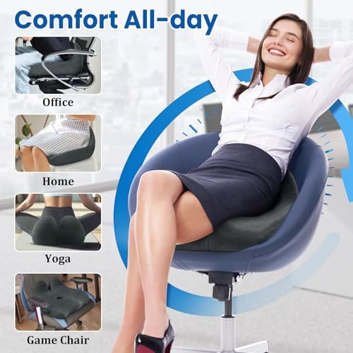 CushZone Ergonomic Seat Cushion, Sciatica Support for Office Chair, Grey - Image 6
