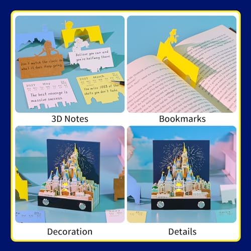 3D Calendar 2027,Time Piece Calendar 2027,Castle 3D Art Notepad Calendars,3D Memo Pad,Tear Away Calendars,Christmas Gift,New Year Gift/paper sculpture calendar (Cinderella Castle) - Image 4