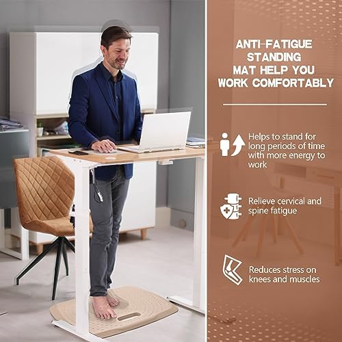 3/4 Inch Portable Anti Fatigue Standing Mat with Massage Points, Comfort Foot Standing Pad for Office Desk with Handle, Cushioned Kitchen Mat for Office & Home (Rose Gold, 17" X 22") - Image 2