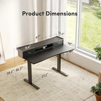 FEZIBO 48 X 24 Inch Standing Desk with Storage, Adjustable Height Sit Stand Desk with Sliding Pegboard Organizer, Felt Wall Bumper, Monitor Arm Compatible for Home Office Workstation, Black - Image 3