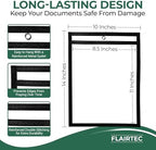 Job Ticket Holders 10x14 - (30 Pack) 8.5x11 Letter Size | Reusable Dry Erase Pockets Black with Metal Rings & Hooks | Durable Clear Shop Sleeves for Work Order | Perfect for Classrooms - Image 3
