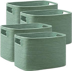 4 Pack Storage Baskets for Organizing, Shelf Baskets with Handles, Green by UBBCARE