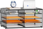 Marbrasse 5 Tier Desktop Literature Organizer, Mesh Paper Organizer Desk Organizers, File Sorter Mail Center Paper Storage Cabinet Classroom Keepers Mailbox for Office Home School, Black by Marbrasse