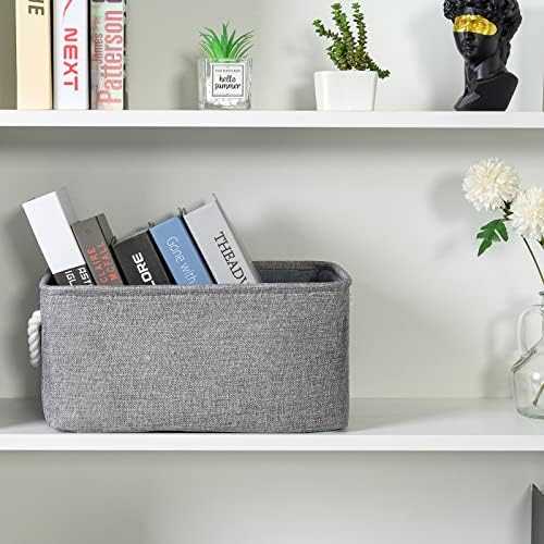 TheWarmHome Storage Bins - Medium 3 Pack Storage Baskets for Organizing Shelves | Fabric Storage Cubes Organizer for Linen Closet Nursery Home Decor Grey - Image 3
