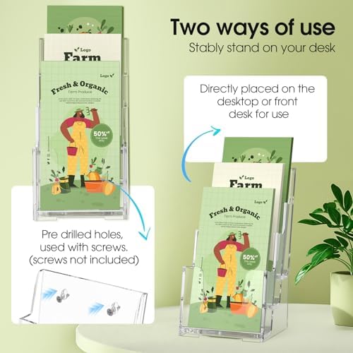 MaxGear 3 Tier Acrylic Brochure Holder, 4 Inch Wide Pamphlet Holder, 6 Pack - Image 5