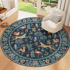 DUKINO 4ft Round Rug, Washable Animal Round Area Rug Non Slip, Navy Blue - Image 6